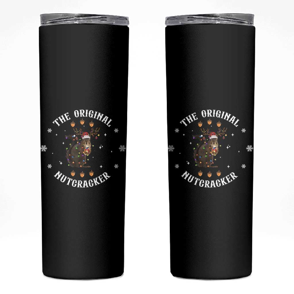 Funny Christmas Squirrel Skinny Tumbler The Original Nutcracker Snowflake Xmas Neon Light - Wonder Print Shop