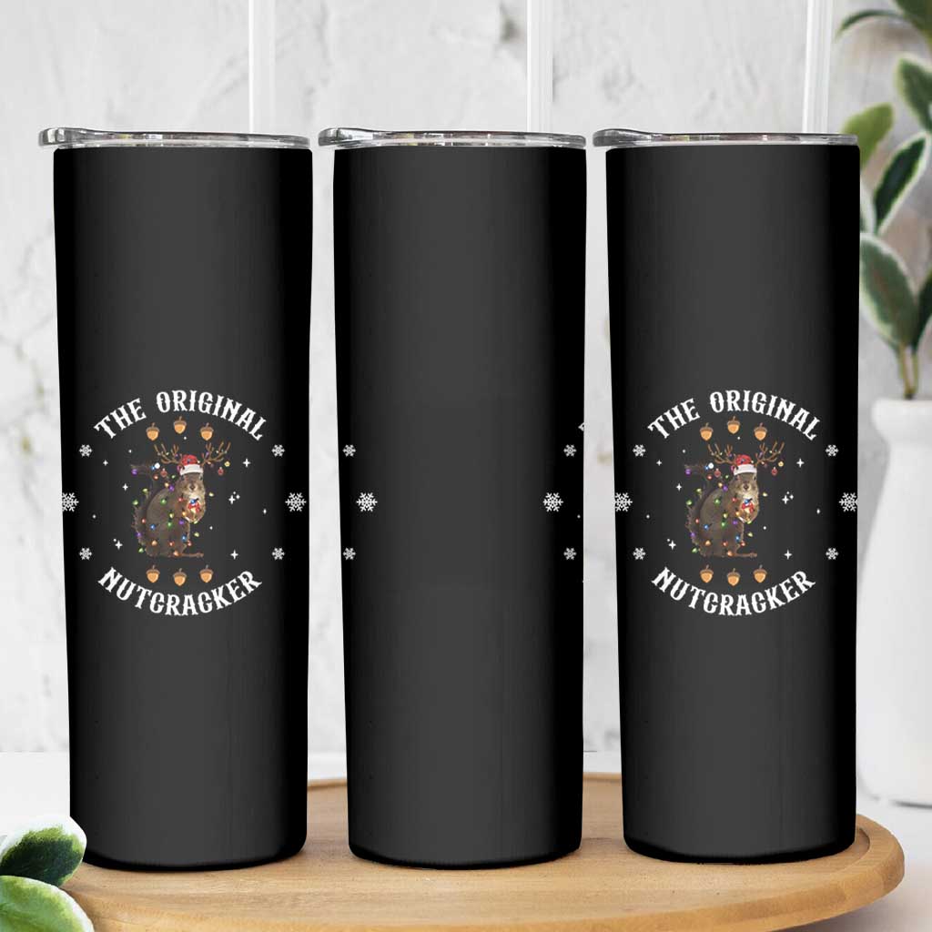 Funny Christmas Squirrel Skinny Tumbler The Original Nutcracker Snowflake Xmas Neon Light - Wonder Print Shop