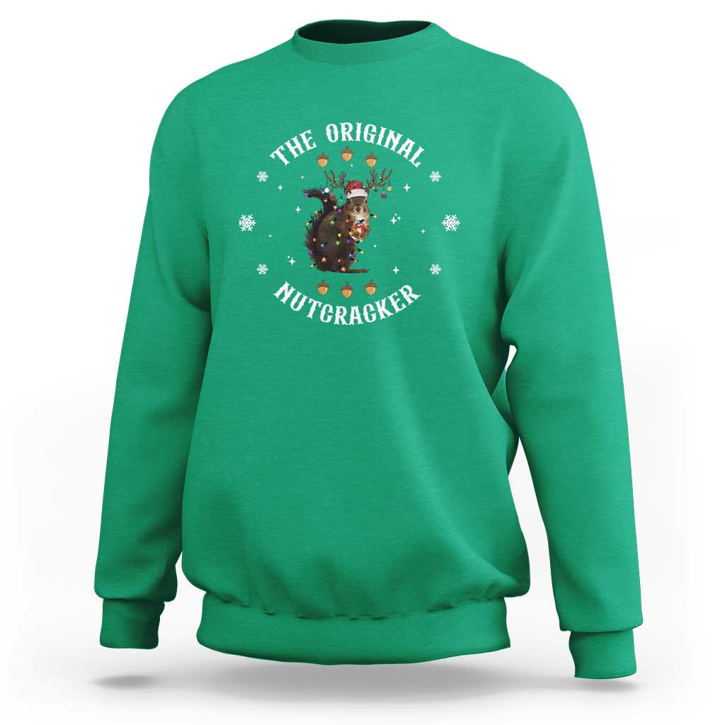 Funny Christmas Squirrel Sweatshirt The Original Nutcracker Snowflake Xmas Neon Light - Wonder Print Shop