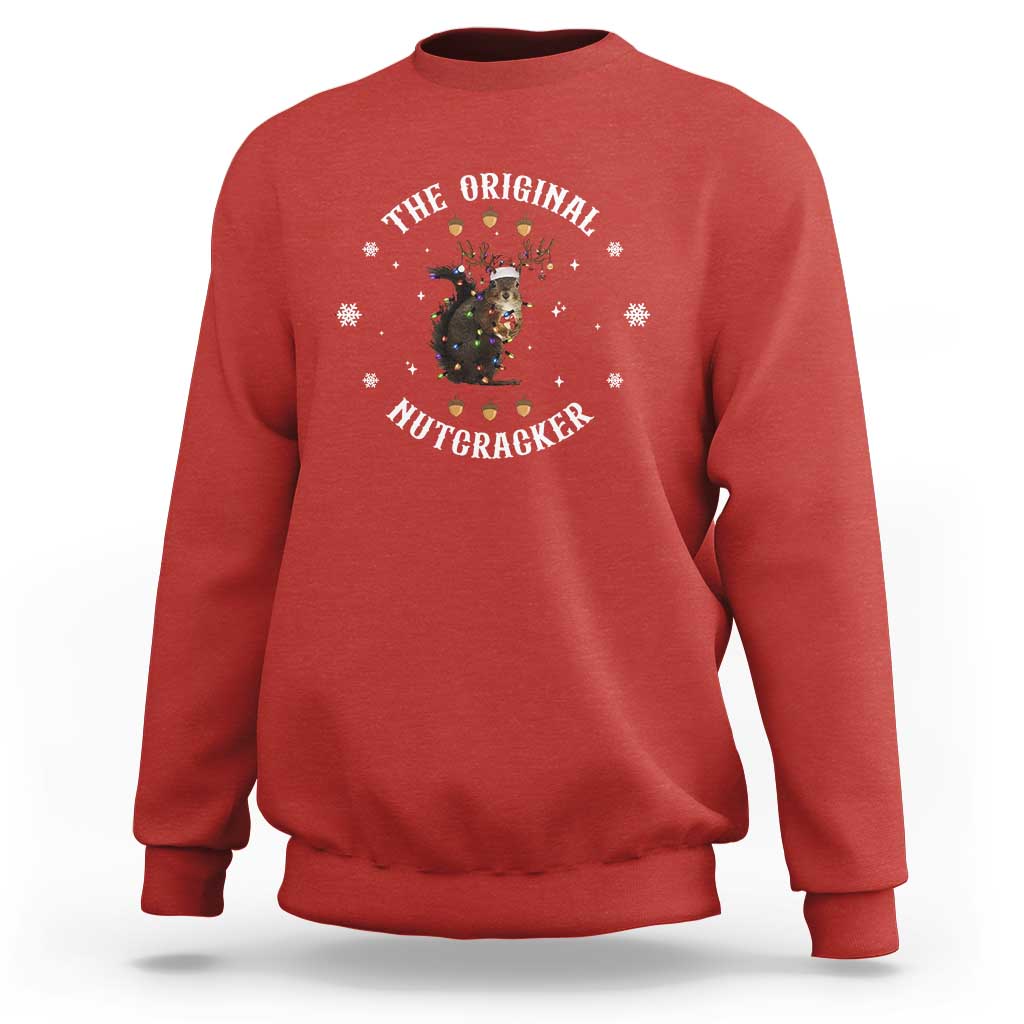 Funny Christmas Squirrel Sweatshirt The Original Nutcracker Snowflake Xmas Neon Light - Wonder Print Shop