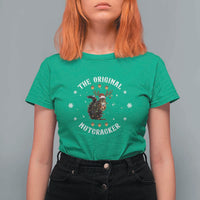 Funny Christmas Squirrel T Shirt For Women The Original Nutcracker Snowflake Xmas Neon Light - Wonder Print Shop