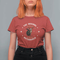 Funny Christmas Squirrel T Shirt For Women The Original Nutcracker Snowflake Xmas Neon Light - Wonder Print Shop