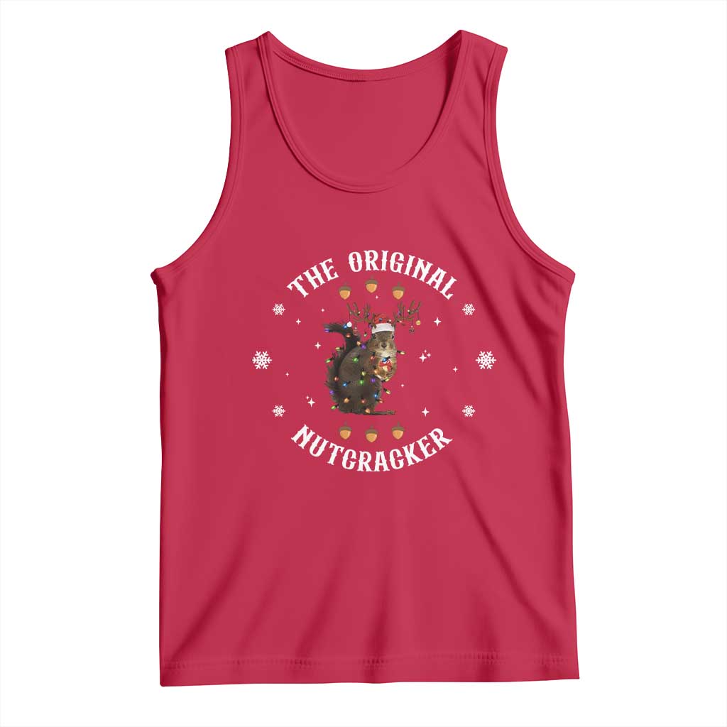 Funny Christmas Squirrel Tank Top The Original Nutcracker Snowflake Xmas Neon Light - Wonder Print Shop