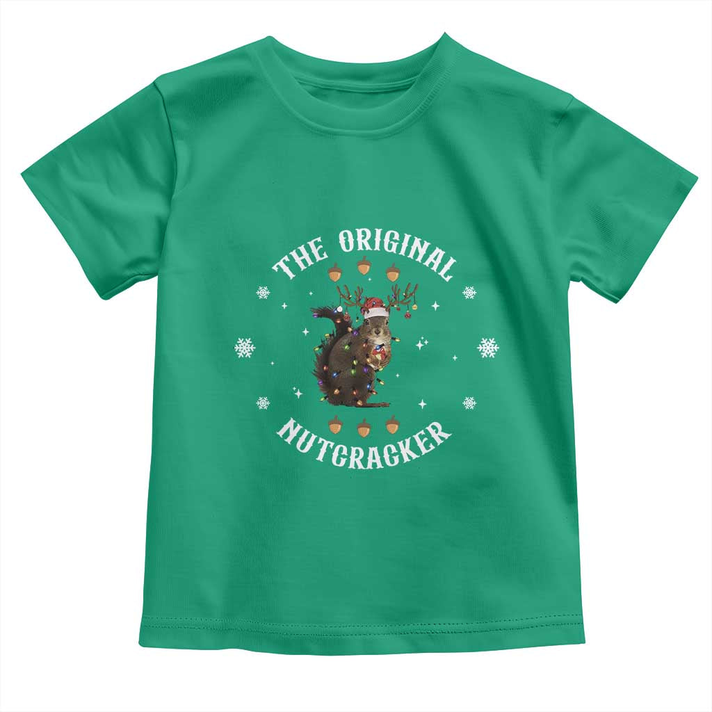 Funny Christmas Squirrel Toddler T Shirt The Original Nutcracker Snowflake Xmas Neon Light - Wonder Print Shop