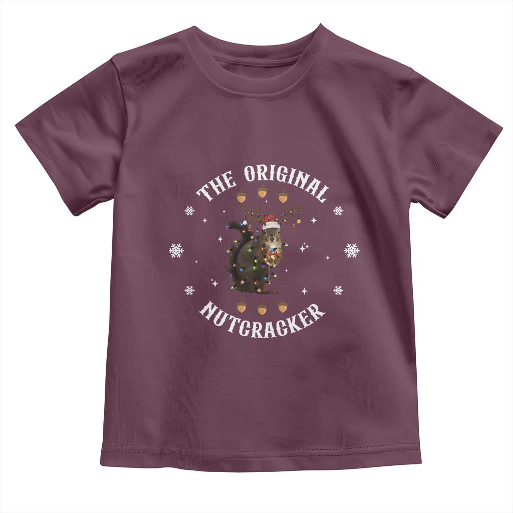 Funny Christmas Squirrel Toddler T Shirt The Original Nutcracker Snowflake Xmas Neon Light - Wonder Print Shop