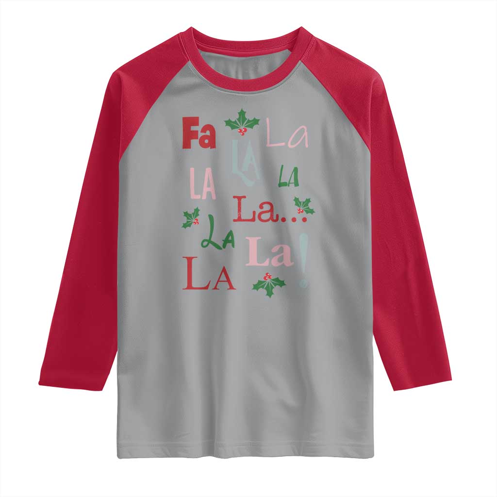 Funny Fa La La 8 Christmas Carol Song Raglan Shirt Holiday Mistletoe - Wonder Print Shop