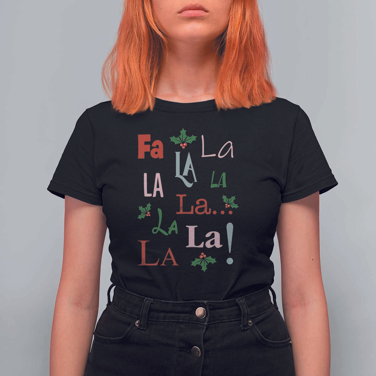 Funny Fa La La 8 Christmas Carol Song T Shirt For Women Holiday Mistletoe - Wonder Print Shop