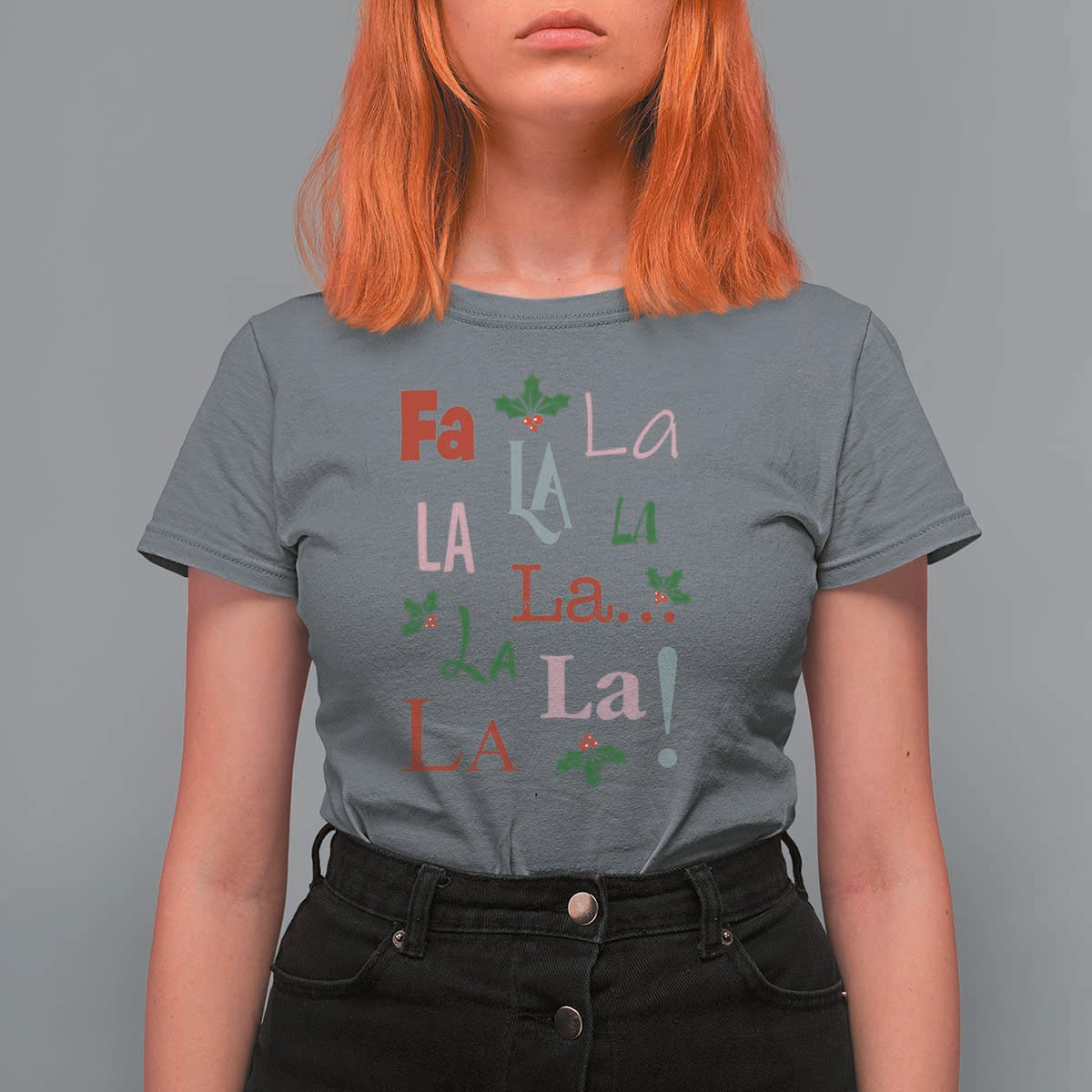 Funny Fa La La 8 Christmas Carol Song T Shirt For Women Holiday Mistletoe - Wonder Print Shop
