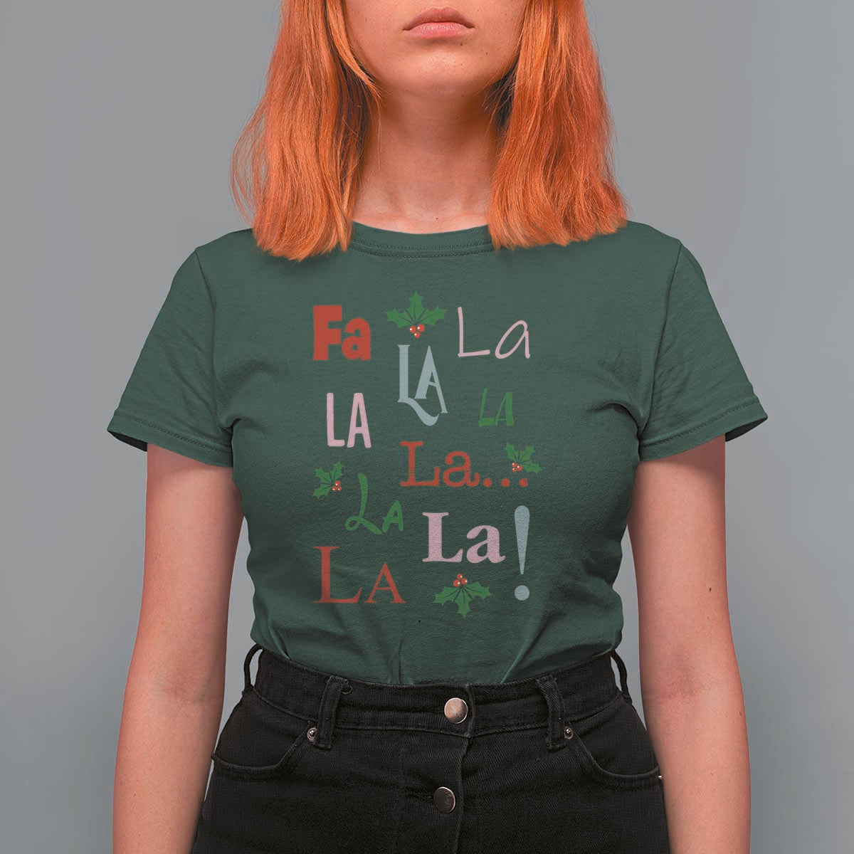 Funny Fa La La 8 Christmas Carol Song T Shirt For Women Holiday Mistletoe - Wonder Print Shop