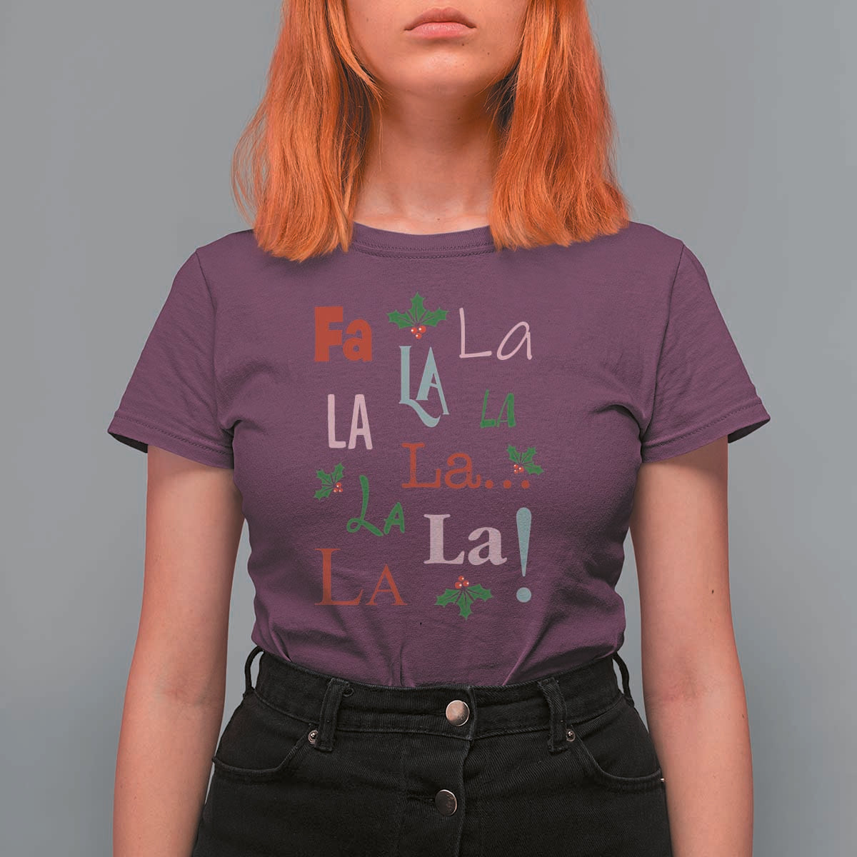 Funny Fa La La 8 Christmas Carol Song T Shirt For Women Holiday Mistletoe - Wonder Print Shop