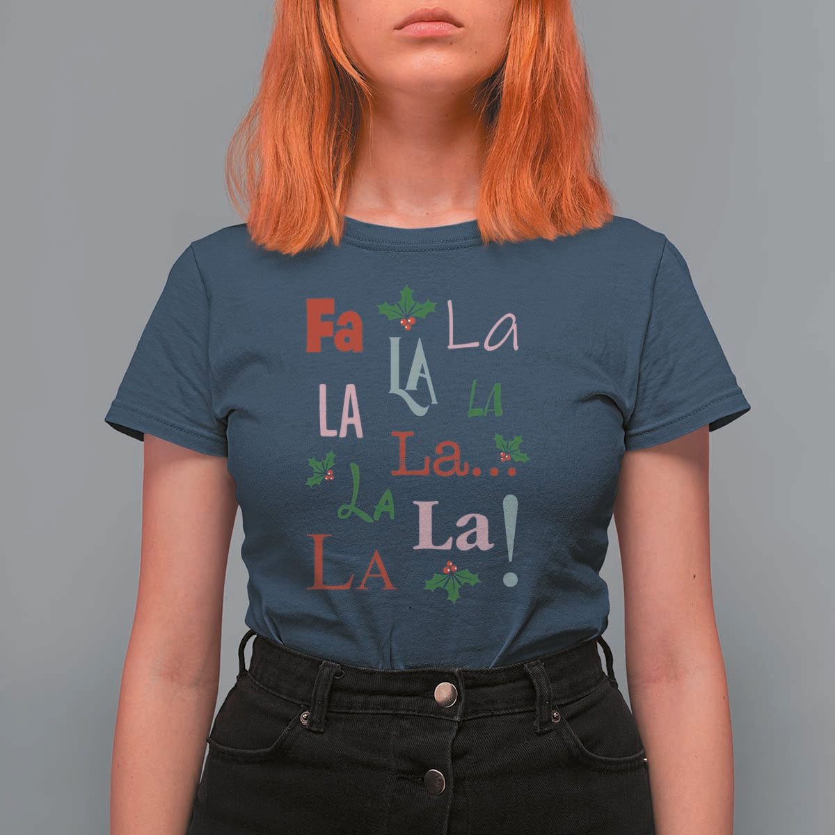Funny Fa La La 8 Christmas Carol Song T Shirt For Women Holiday Mistletoe - Wonder Print Shop