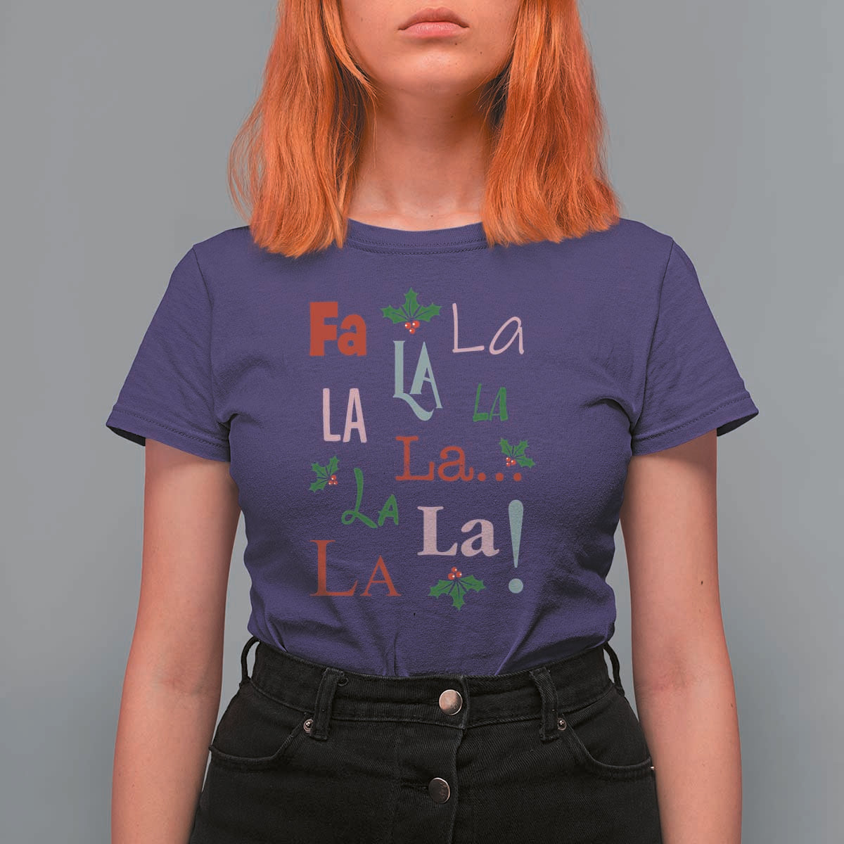 Funny Fa La La 8 Christmas Carol Song T Shirt For Women Holiday Mistletoe - Wonder Print Shop