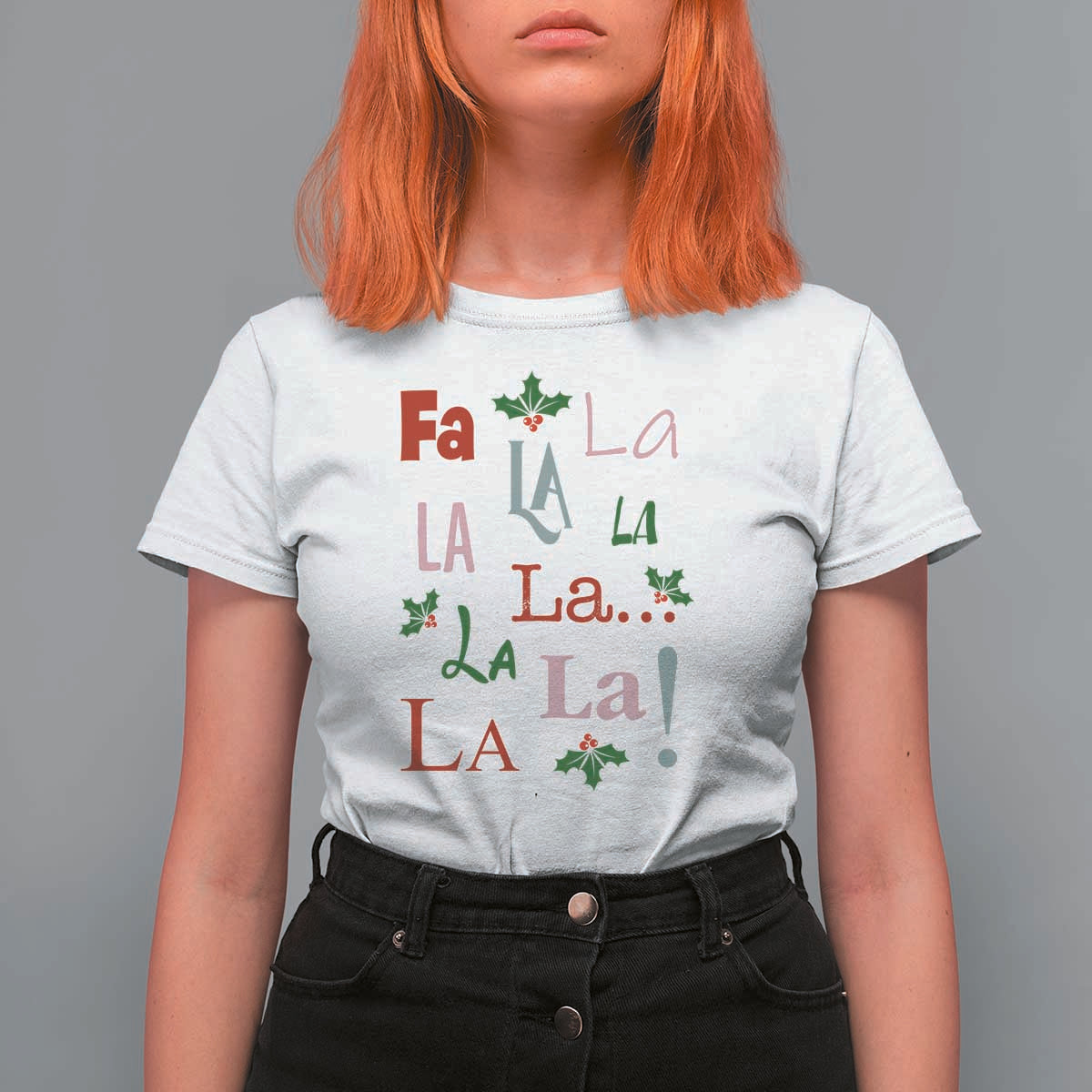 Funny Fa La La 8 Christmas Carol Song T Shirt For Women Holiday Mistletoe - Wonder Print Shop