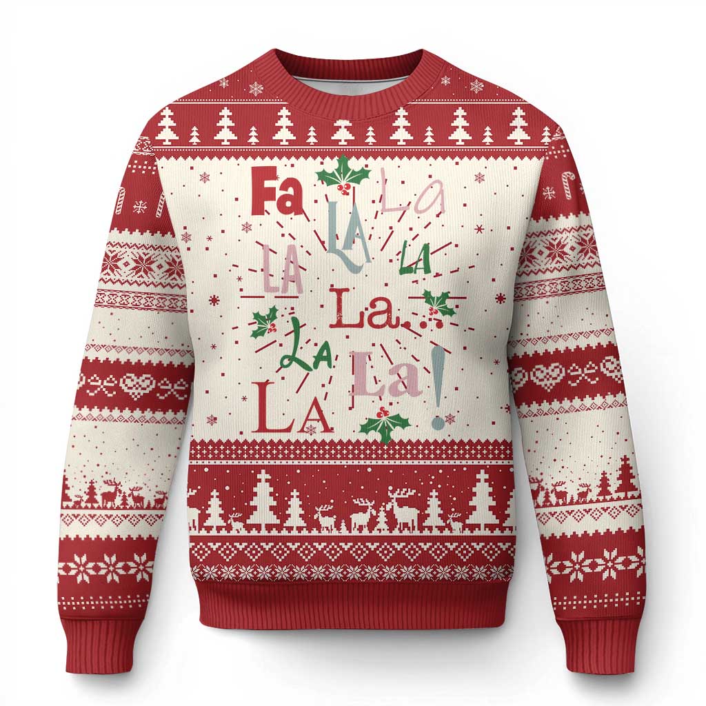 Funny Fa La La 8 Xmas Carol Song Ugly Christmas Sweater Holiday Mistletoe - Wonder Print Shop