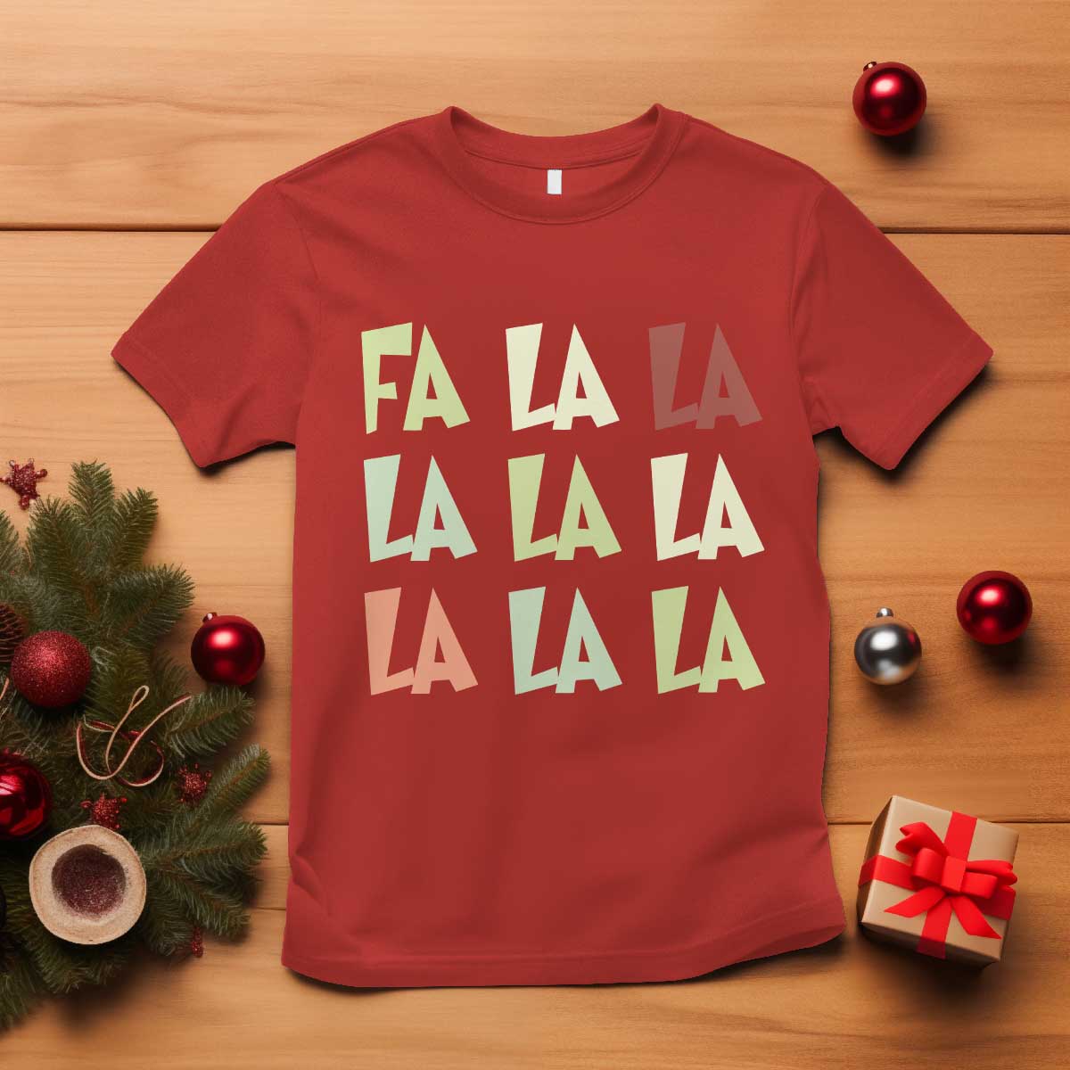 Funny Fa La La 8 Christmas Carol Song Holiday T Shirt - Wonder Print Shop