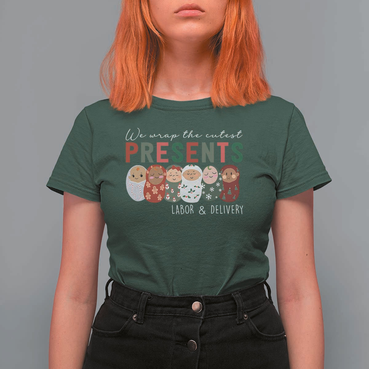 Funny Christmas Labor And Delivery Nurse T Shirt For Women We Wrap The Cutest Presents L&D Nurse - Wonder Print Shop