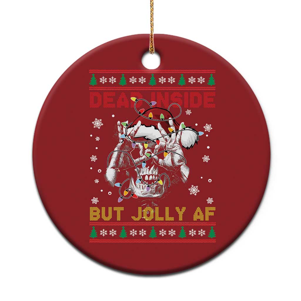 Funny Xmas Skeleton Christmas Ornament Dead Inside But Jolly AF Santa Hat - Wonder Print Shop