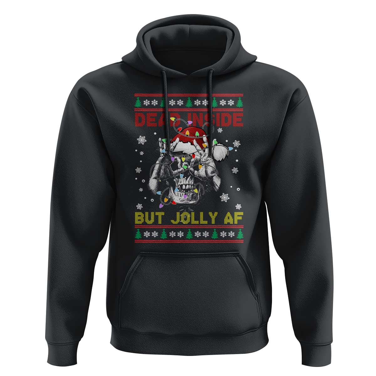 Funny Christmas Skeleton Hoodie Dead Inside But Jolly AF Santa Hat