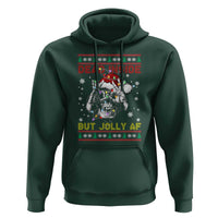 Funny Christmas Skeleton Hoodie Dead Inside But Jolly AF Santa Hat