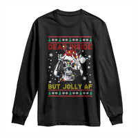 Funny Christmas Skeleton Long Sleeve Shirt Dead Inside But Jolly AF Santa Hat