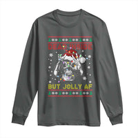 Funny Christmas Skeleton Long Sleeve Shirt Dead Inside But Jolly AF Santa Hat