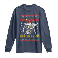 Funny Christmas Skeleton Long Sleeve Shirt Dead Inside But Jolly AF Santa Hat