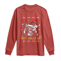 Funny Christmas Skeleton Long Sleeve Shirt Dead Inside But Jolly AF Santa Hat