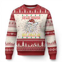 Funny Xmas Skeleton Ugly Christmas Sweater Dead Inside But Jolly AF Santa Hat - Wonder Print Shop