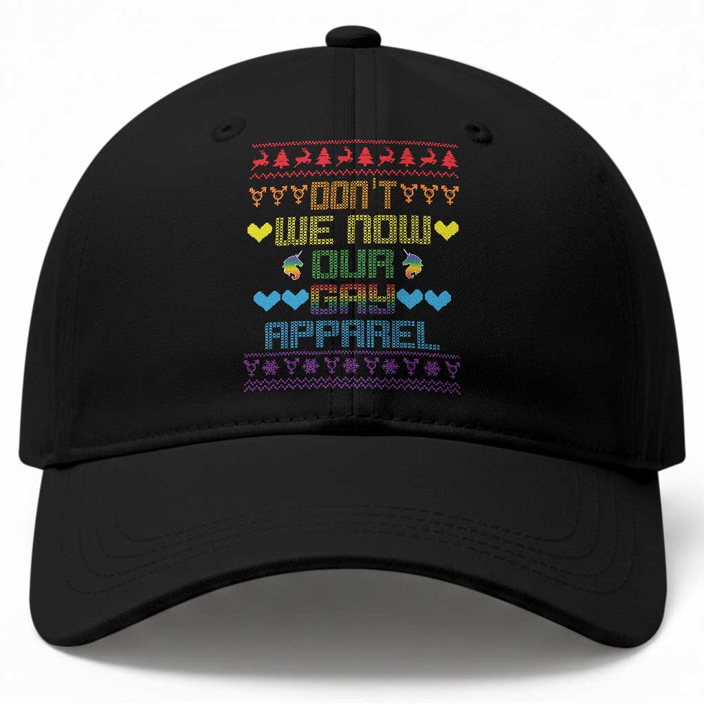Funny LGBT Christmas Baseball Cap Don't We Now Our Gay Apparel Rainbow Unicorn