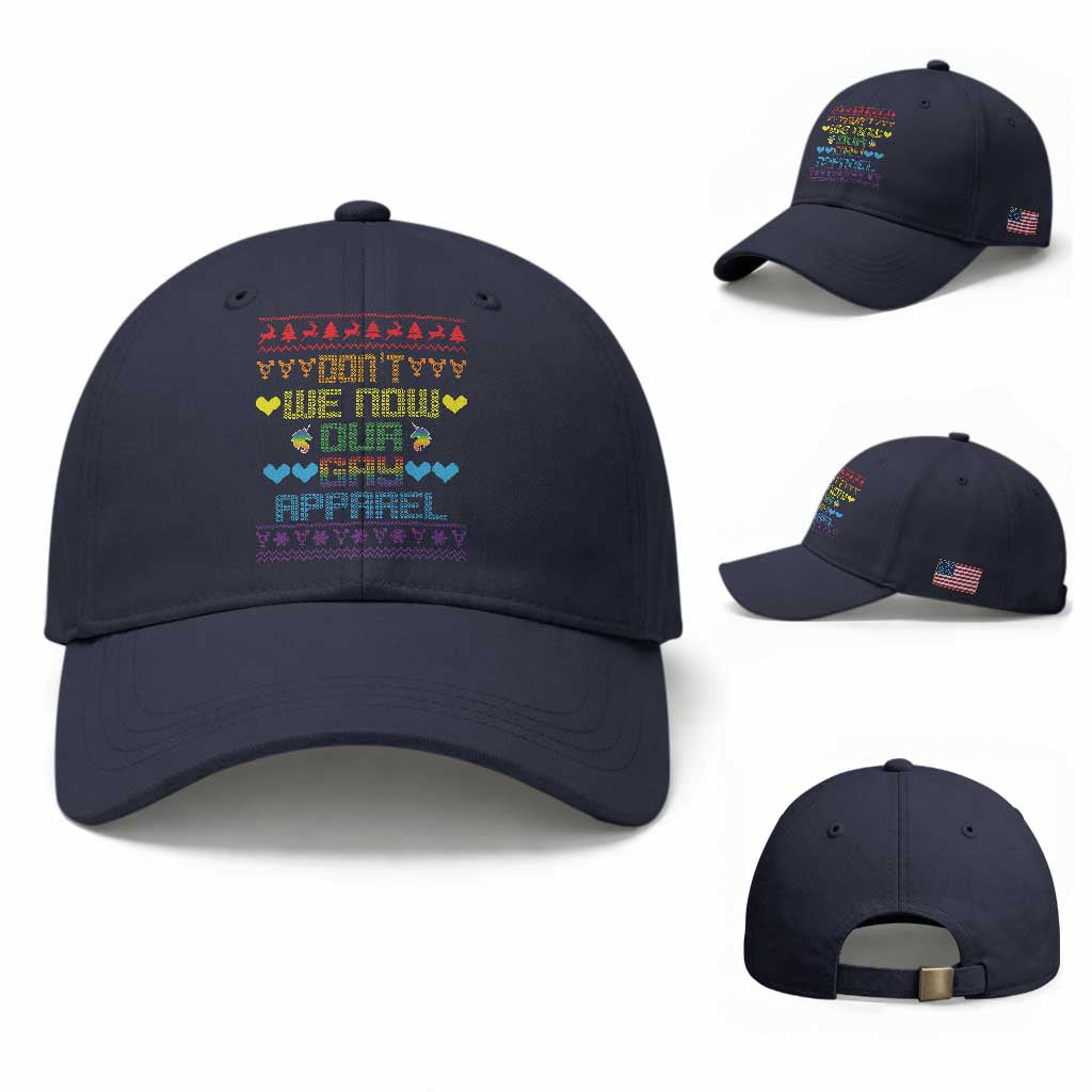 Funny LGBT Christmas Baseball Cap Don't We Now Our Gay Apparel Rainbow Unicorn