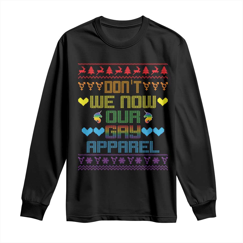 Funny LGBT Christmas Long Sleeve Shirt Don't We Now Our Gay Apparel Rainbow Unicorn