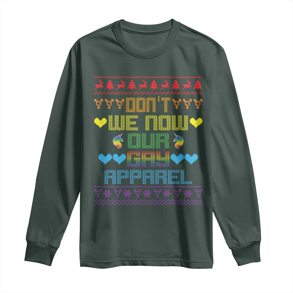 Funny LGBT Christmas Long Sleeve Shirt Don't We Now Our Gay Apparel Rainbow Unicorn