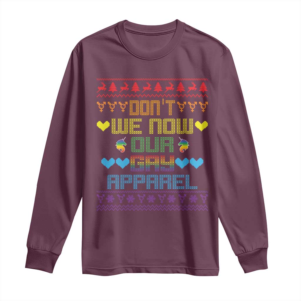 Funny LGBT Christmas Long Sleeve Shirt Don't We Now Our Gay Apparel Rainbow Unicorn