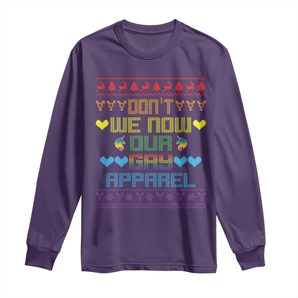 Funny LGBT Christmas Long Sleeve Shirt Don't We Now Our Gay Apparel Rainbow Unicorn