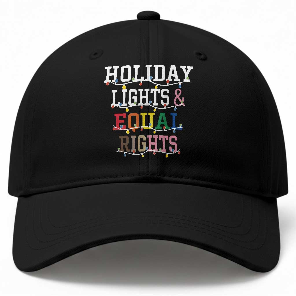 Funny Feminist LGBT Christmas Baseball Cap Holiday Lights And Equal Rights Led Lights