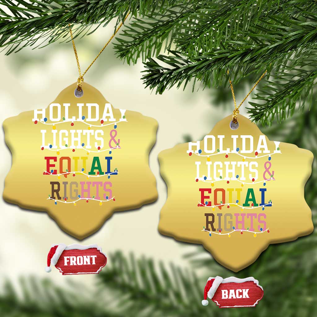 Funny Feminist LGBT Xmas Christmas Ornament Holiday Lights And Equal Rights Led Lights - Wonder Print Shop