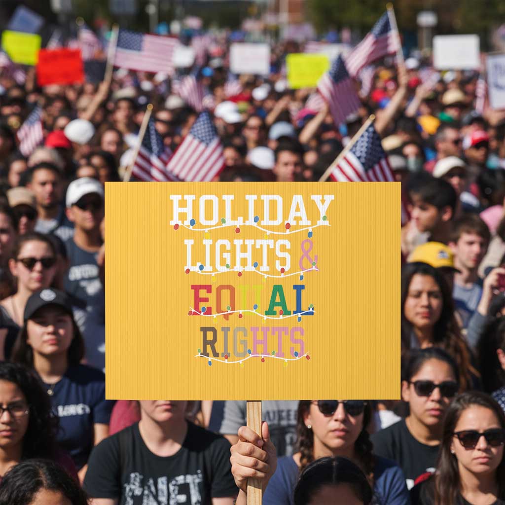 Funny Feminist LGBT Christmas Protest Sign Holiday Lights And Equal Rights Led Lights - Wonder Print Shop