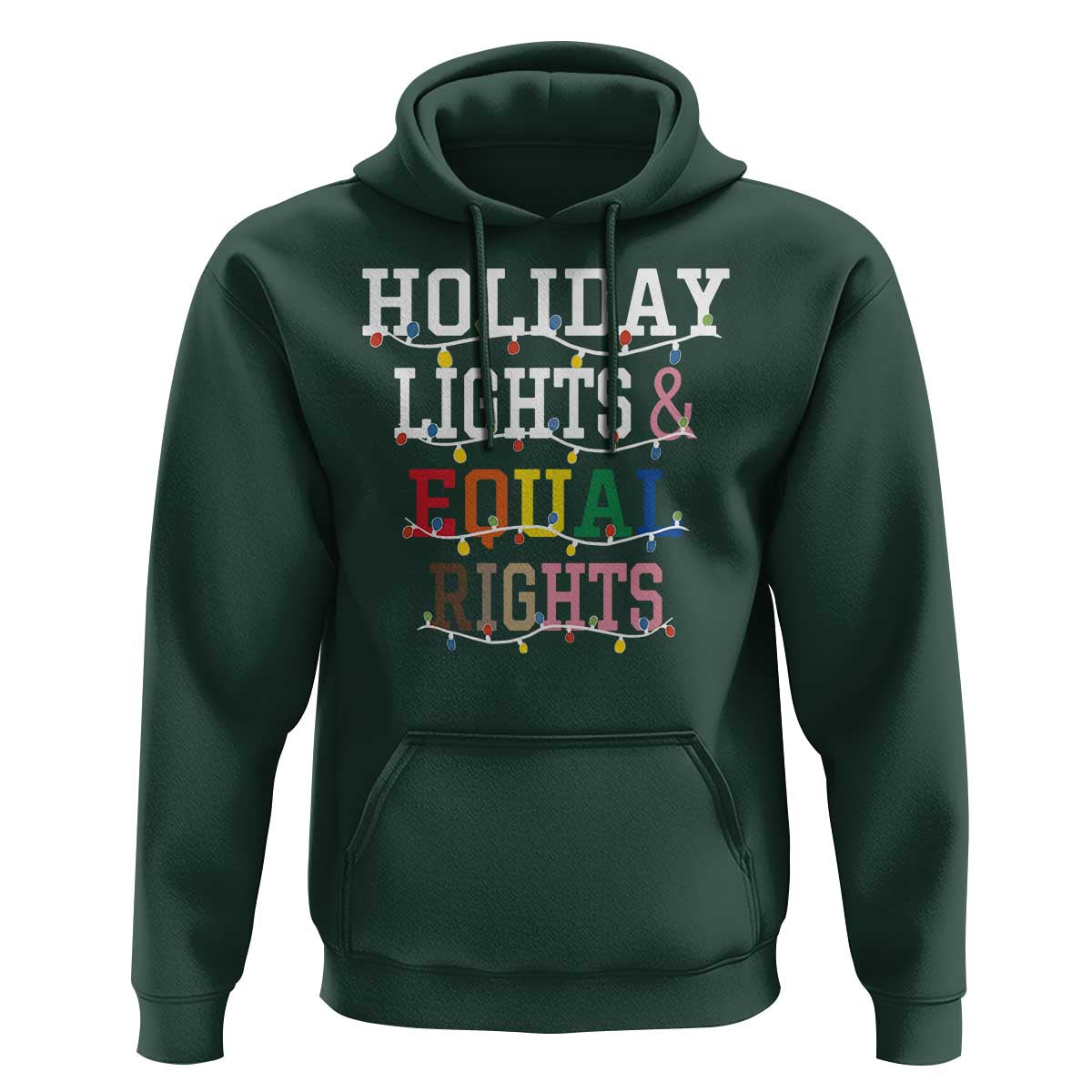 Funny Feminist LGBT Christmas Hoodie Holiday Lights And Equal Rights Led Lights