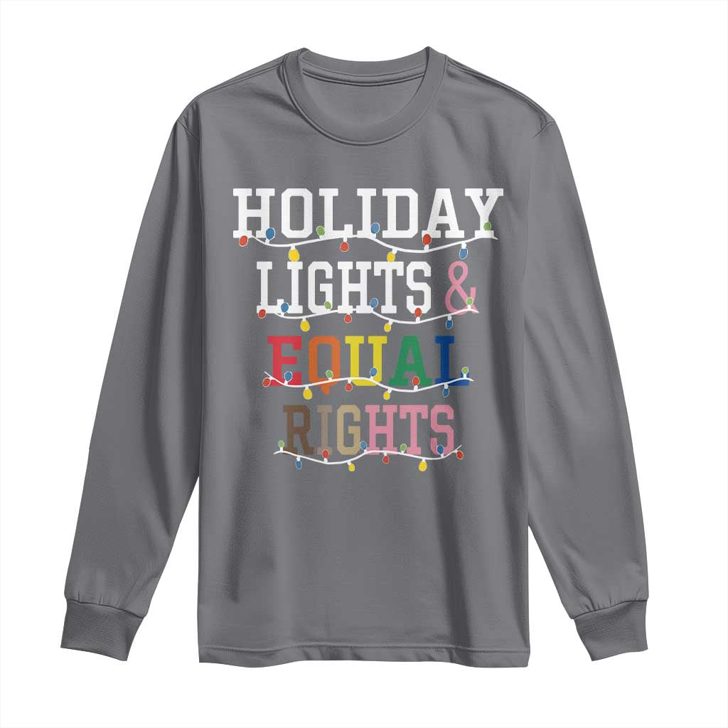 Funny Feminist LGBT Christmas Long Sleeve Shirt Holiday Lights And Equal Rights Led Lights