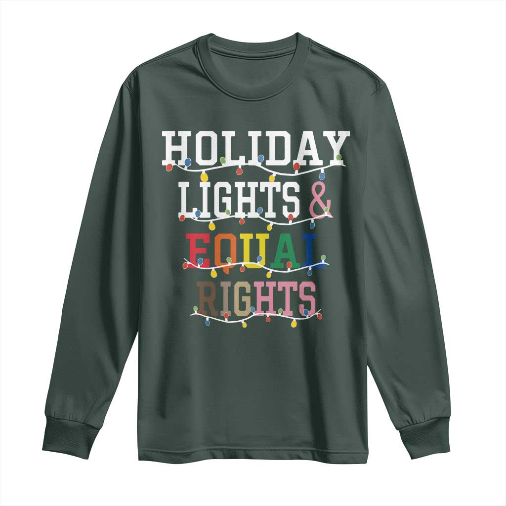 Funny Feminist LGBT Christmas Long Sleeve Shirt Holiday Lights And Equal Rights Led Lights