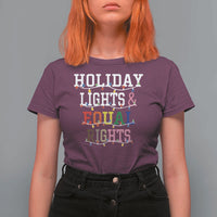 Funny Feminist LGBT Christmas T Shirt For Women Holiday Lights And Equal Rights Led Lights - Wonder Print Shop