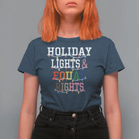 Funny Feminist LGBT Christmas T Shirt For Women Holiday Lights And Equal Rights Led Lights - Wonder Print Shop