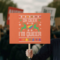 Funny LGBT Christmas Protest Sign Oh Deer I'm Queer Rainbow LGBT Flag - Wonder Print Shop