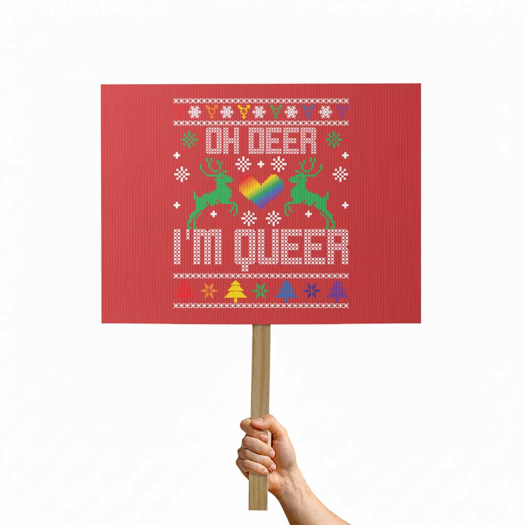 Funny LGBT Christmas Protest Sign Oh Deer I'm Queer Rainbow LGBT Flag - Wonder Print Shop