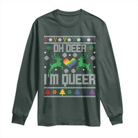 Funny LGBT Christmas Long Sleeve Shirt Oh Deer I'm Queer Rainbow LGBT Flag