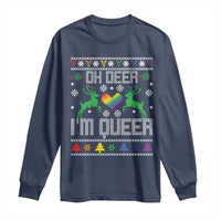 Funny LGBT Christmas Long Sleeve Shirt Oh Deer I'm Queer Rainbow LGBT Flag