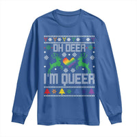 Funny LGBT Christmas Long Sleeve Shirt Oh Deer I'm Queer Rainbow LGBT Flag