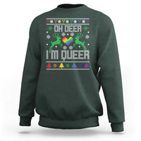 Funny LGBT Christmas Sweatshirt Oh Deer I'm Queer Rainbow LGBT Flag - Wonder Print Shop