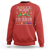 Funny LGBT Christmas Sweatshirt Oh Deer I'm Queer Rainbow LGBT Flag - Wonder Print Shop
