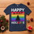Funny LGBT Christmas T Shirt Happy Holigays Rainbow Stripes Unicorn Santa - Wonder Print Shop
